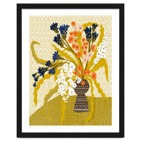 Floral Contemporary Still Life Mustard Yellow