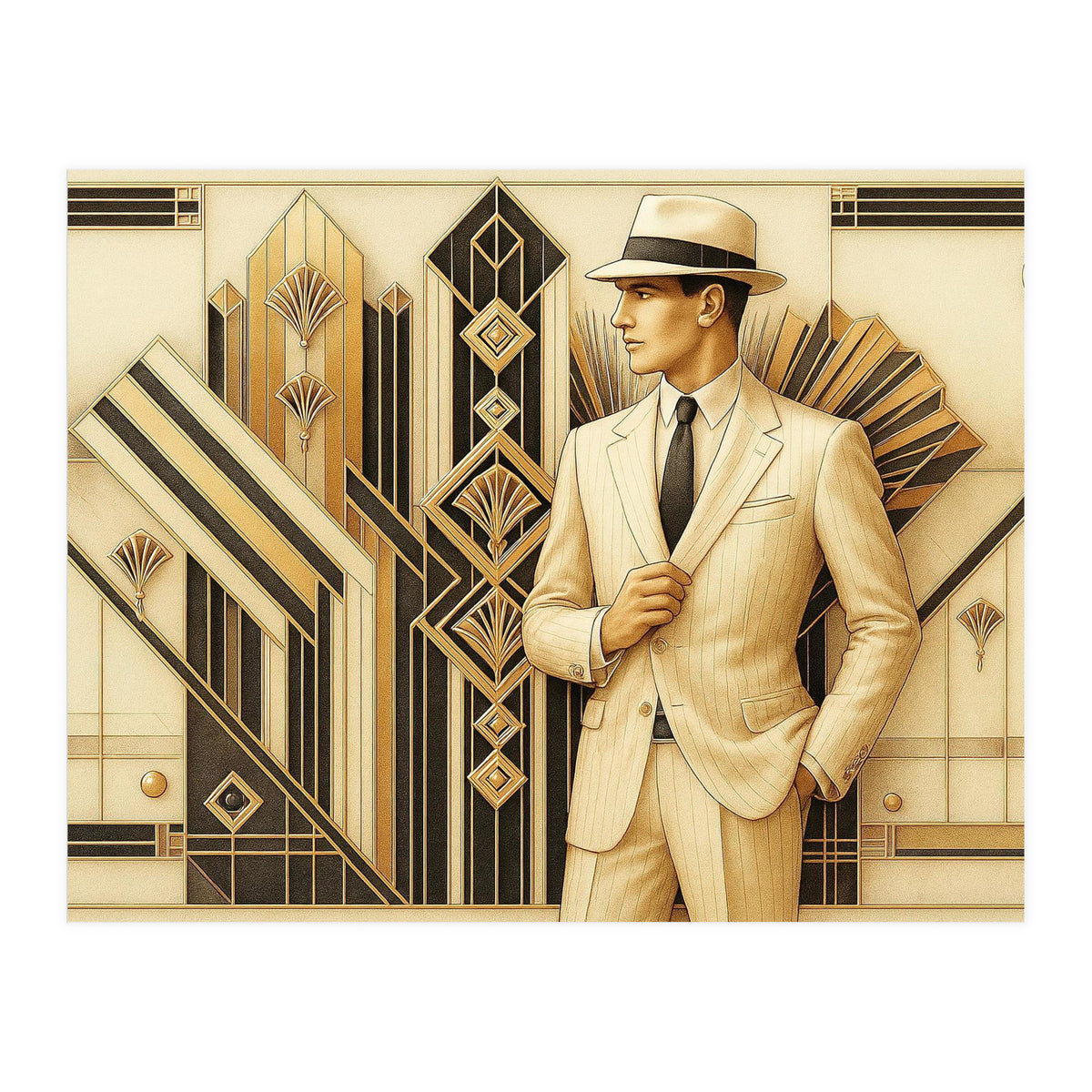 Gatsby Gentleman Art Deco Scene (Print Only)