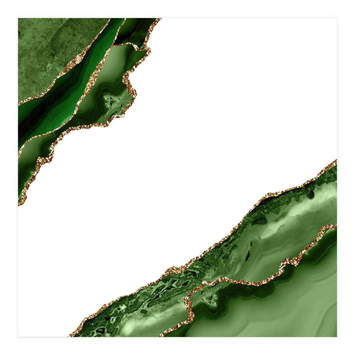 Green & Gold Agate Texture 19  (Print Only)