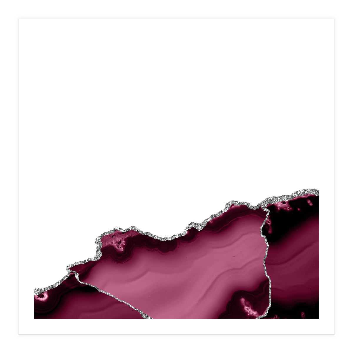 Burgundy & Silver Agate Texture 13  (Print Only)