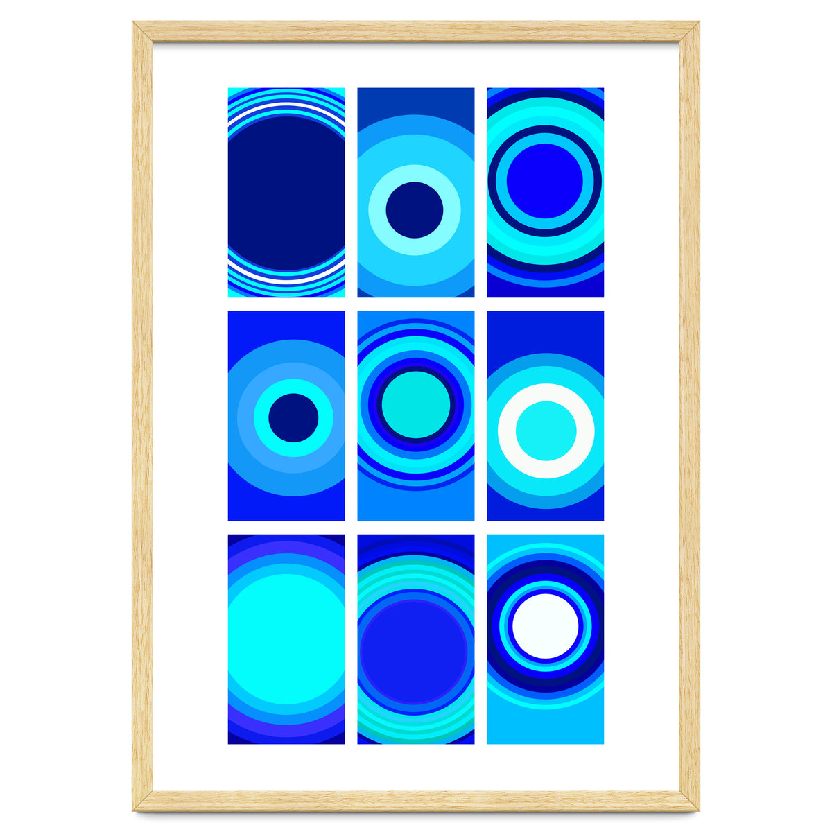 Circles & Rectangles Alt Blue 3 X 3: 1