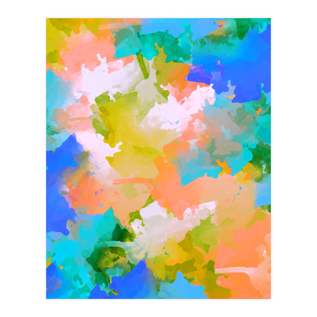 The Power Of Faith, Abstract Watercolor Painting, Pastel Bohemian Colorful Eclectic, Blush Sky 70s Playful (Print Only)