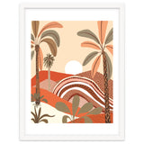 Epiphany, Pastel Rustic Sunrise Sunset, Bohemian Nature Landscape Illustration, Mountains Adventure Palm Trees thumbnail