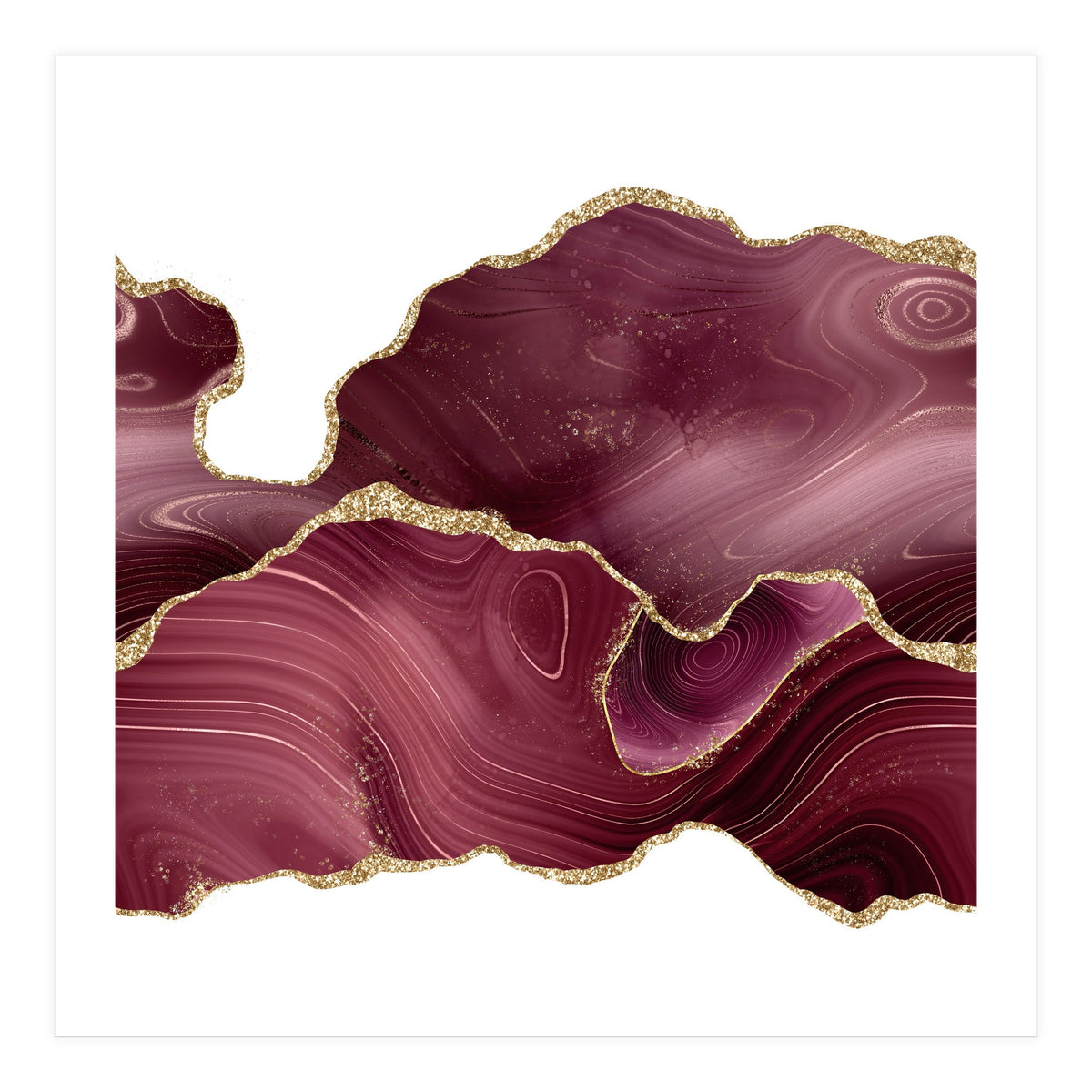 Burgundy & Gold Glitter Agate Texture 08  (Print Only)