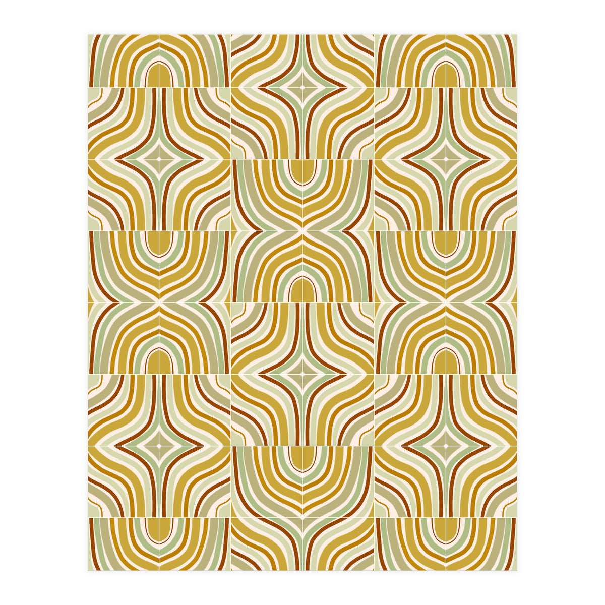 Ochre Retro Marbled Tiles (Print Only)