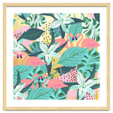 Flamingo Tropical, Colorful Modern Bohemian Eclectic Jungle Graphic Design, Blush Forest Gold Floral thumbnail