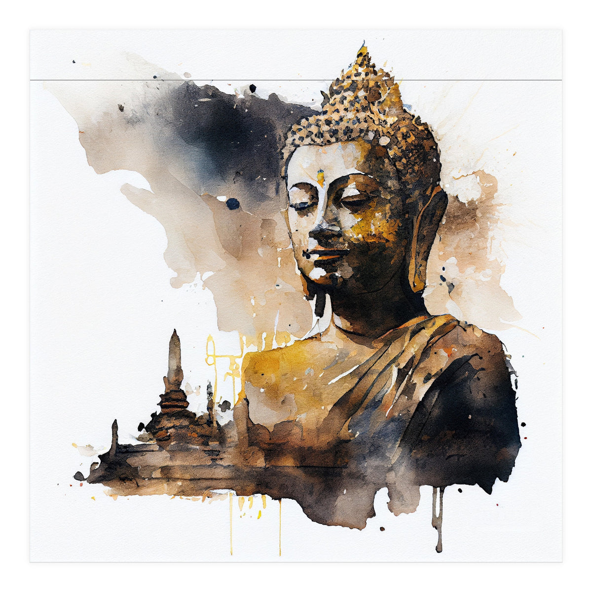 Watercolor Buddha #1 (Print Only)