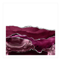 Burgundy & Silver Agate Texture 11  (Print Only)