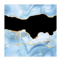 Blue & Gold Glitter Agate Texture 03  (Print Only)