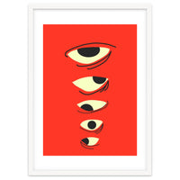 Abstract Eyes on Red Background