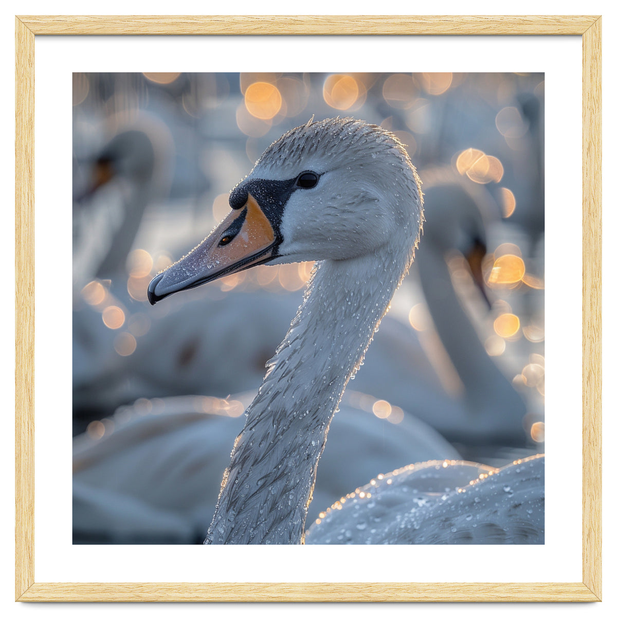 Majestic Swan Close Up With Water Droplets