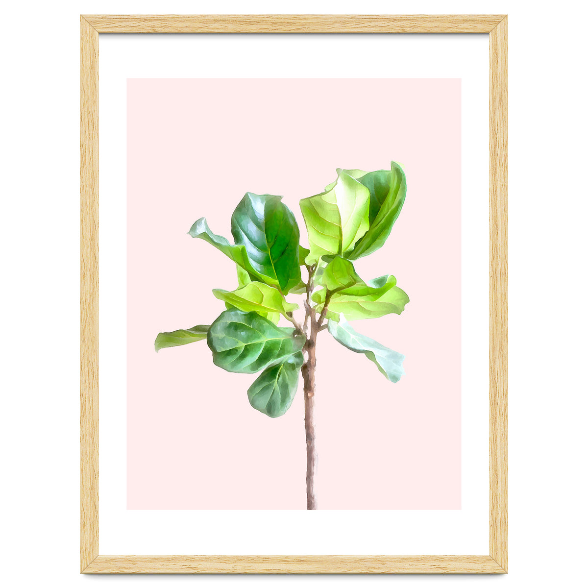 Intimate Energy, Blush Pastel Botanical Plant Minimal Painting, Pink Green Nature