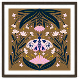 Pink Moth with Flowers on a brown background thumbnail