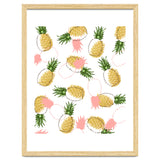 Pineapples & Pine Cones, Eclectic Tropical Nature Illustration, Quirky Fun Fruit Food Graphic Design thumbnail