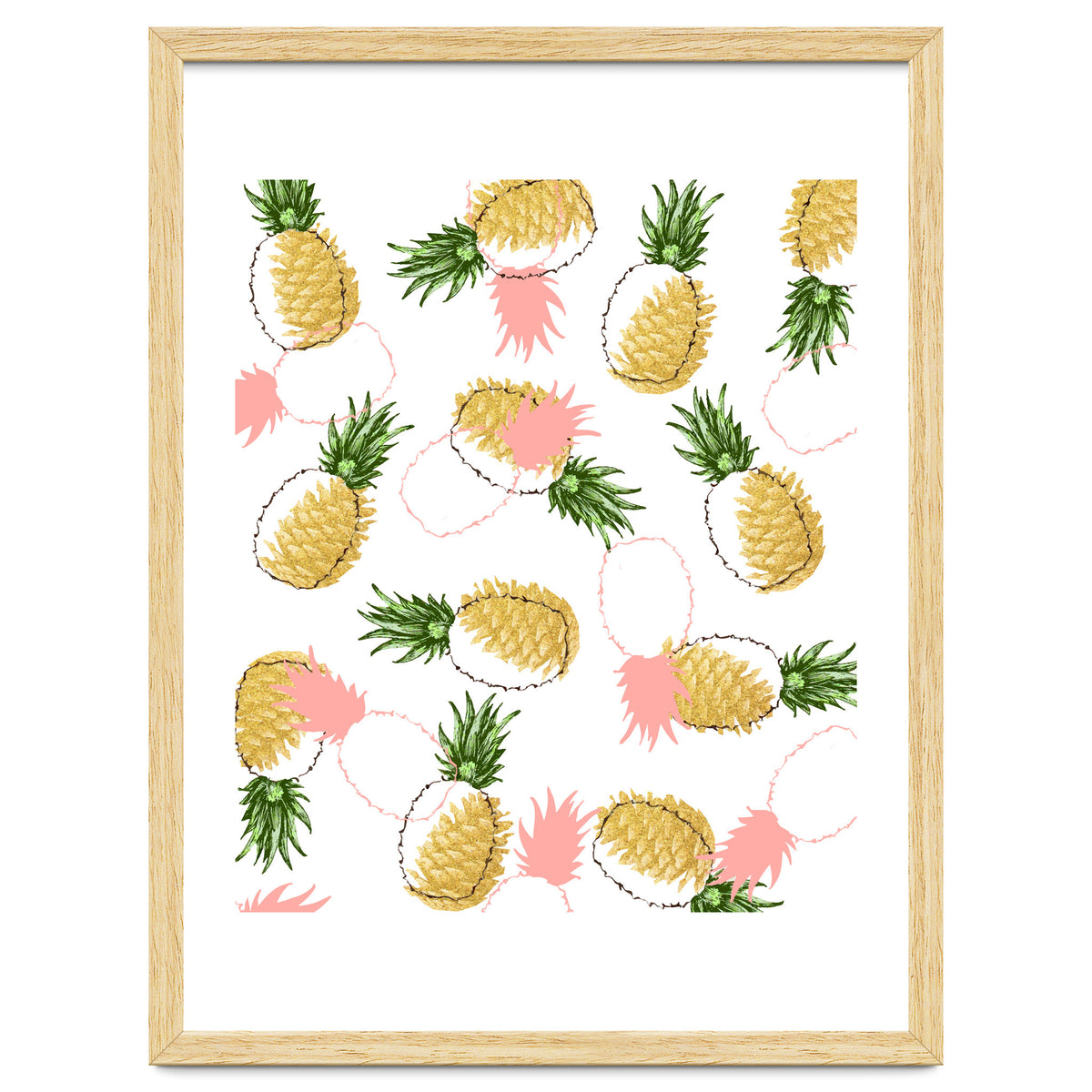 Pineapples & Pine Cones, Eclectic Tropical Nature Illustration, Quirky Fun Fruit Food Graphic Design