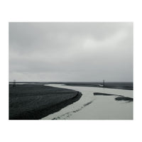 River passing through a black volcanic road - Iceland  (Print Only)