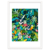 The Midnight Jungle, Botanical Nature Plants Tropical Forest, Watercolor Painting Floral Palm thumbnail