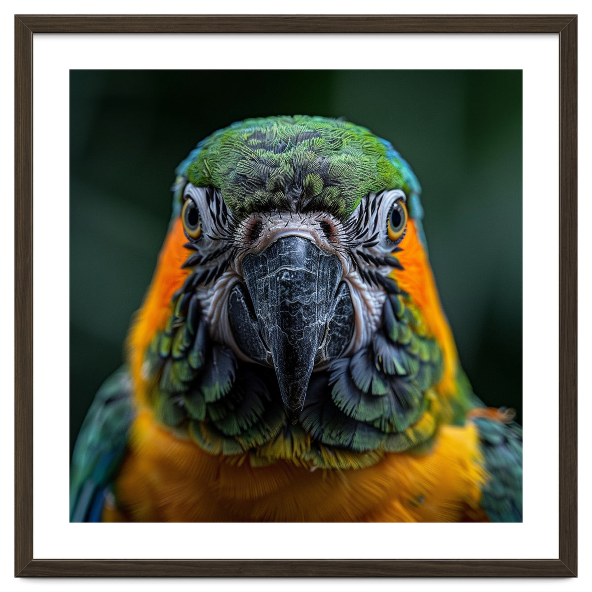 Blue And Gold Macaw Face Focused Portrait