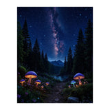 Enchanted Midnight Forest: Glowing Mushrooms and Milky Way (Print Only) thumbnail