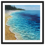 Sun-Drenched Coastal Shoreline with Textured Impasto Waves thumbnail