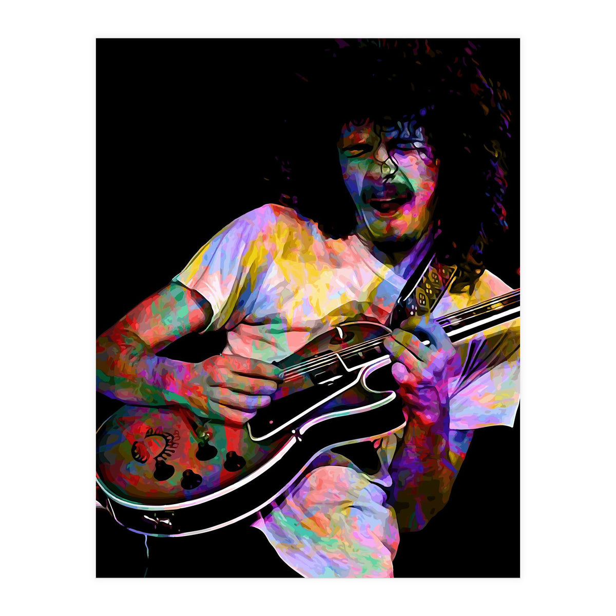 Carlos Santana . American Rock Guitarist Legend Colorful (Print Only)