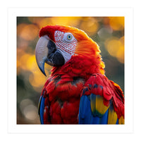Scarlet Macaw Parrot Close Up Portrait (Print Only)