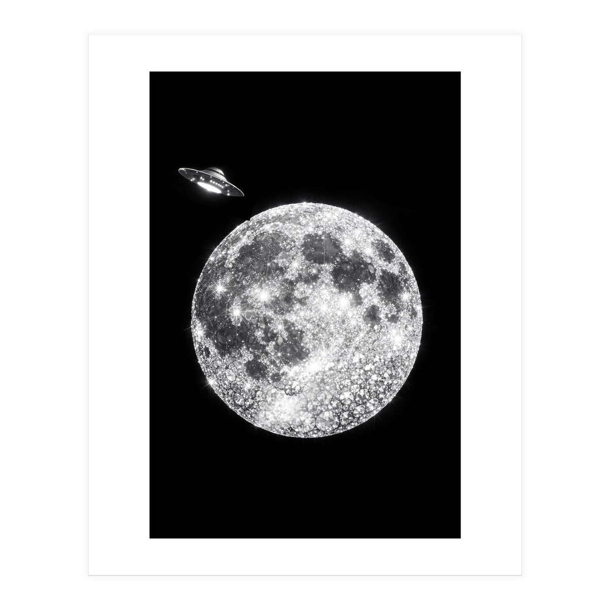 Diamond moon and UFO (Print Only)