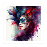 Turquoise Feathered Carnival Mask Portrait (Print Only) thumbnail
