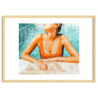 Mi Bebida Por Favor | Modern Bohemian Woman Summer Swim | Swimming Pool Watercolor Fashion Painting