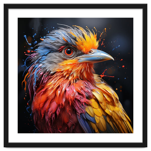 Vibrant Bird With Colorful Splatter Paint