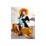 Pinup Sexy Girl Left At The Bus Station (Print Only) thumbnail
