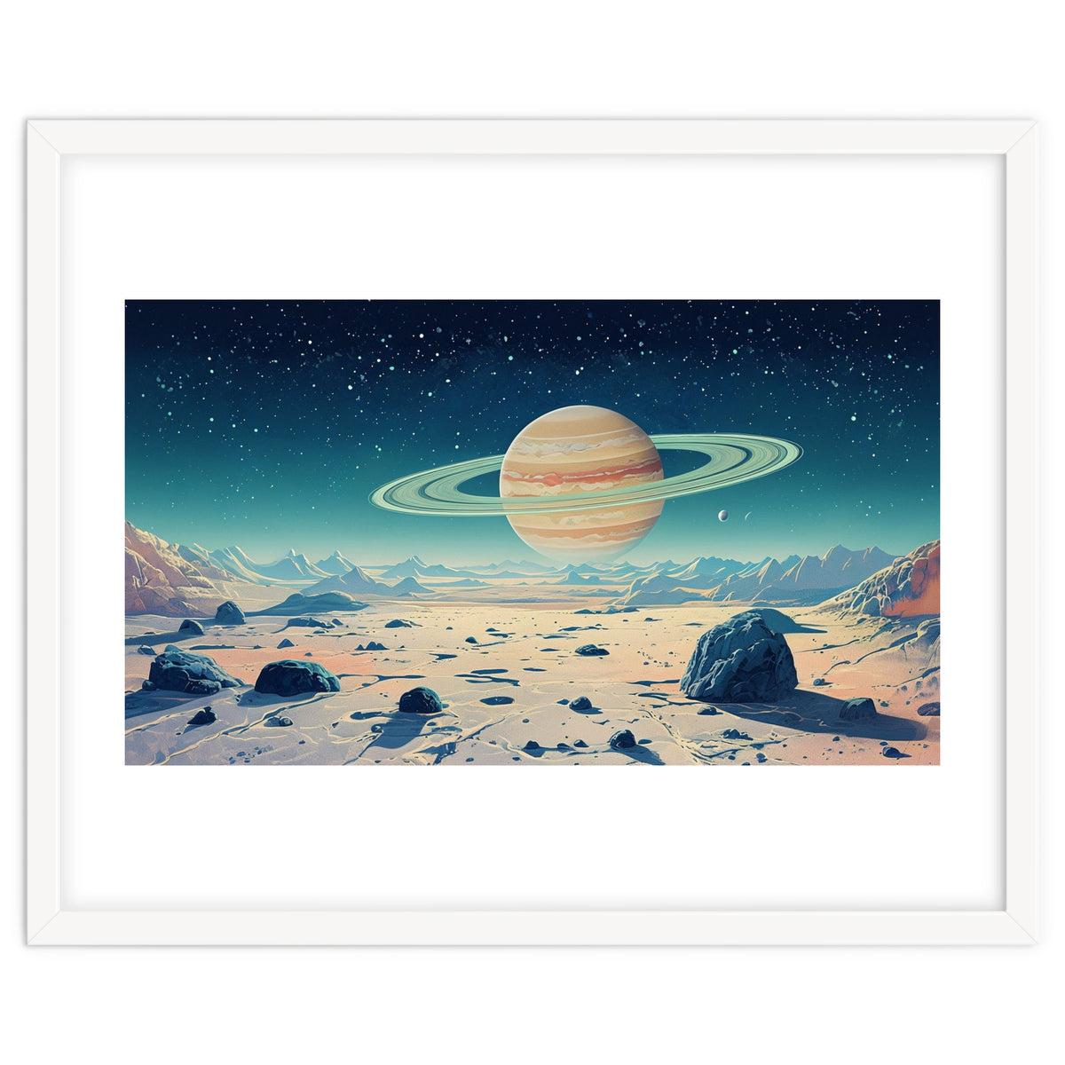 Alien Horizon: Saturn-Inspired Planetary Landscape