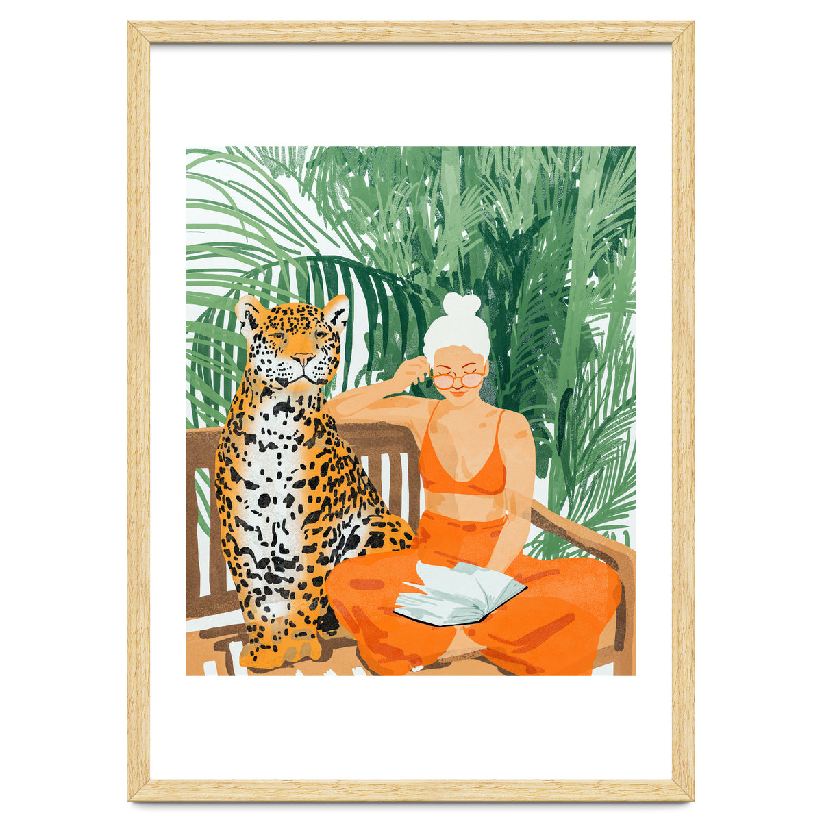 Jungle Vacay | Modern Bohemian Blonde Woman Tropical Travel | Leopard Wildlife Forest Reader