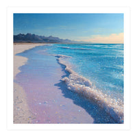 Sparkling Pastel Shoreline with Glittering Turquoise Waves (Print Only)