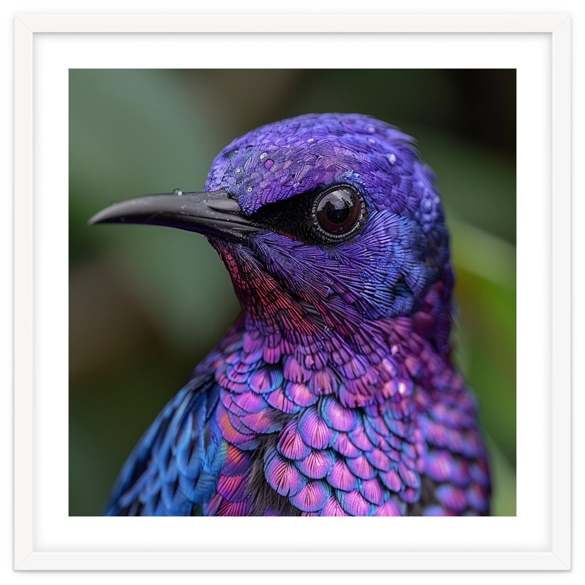 Vibrant Purple Bird With Water Droplets
