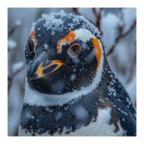 Penguin In Snow Falling Close Up Portrait (Print Only) thumbnail