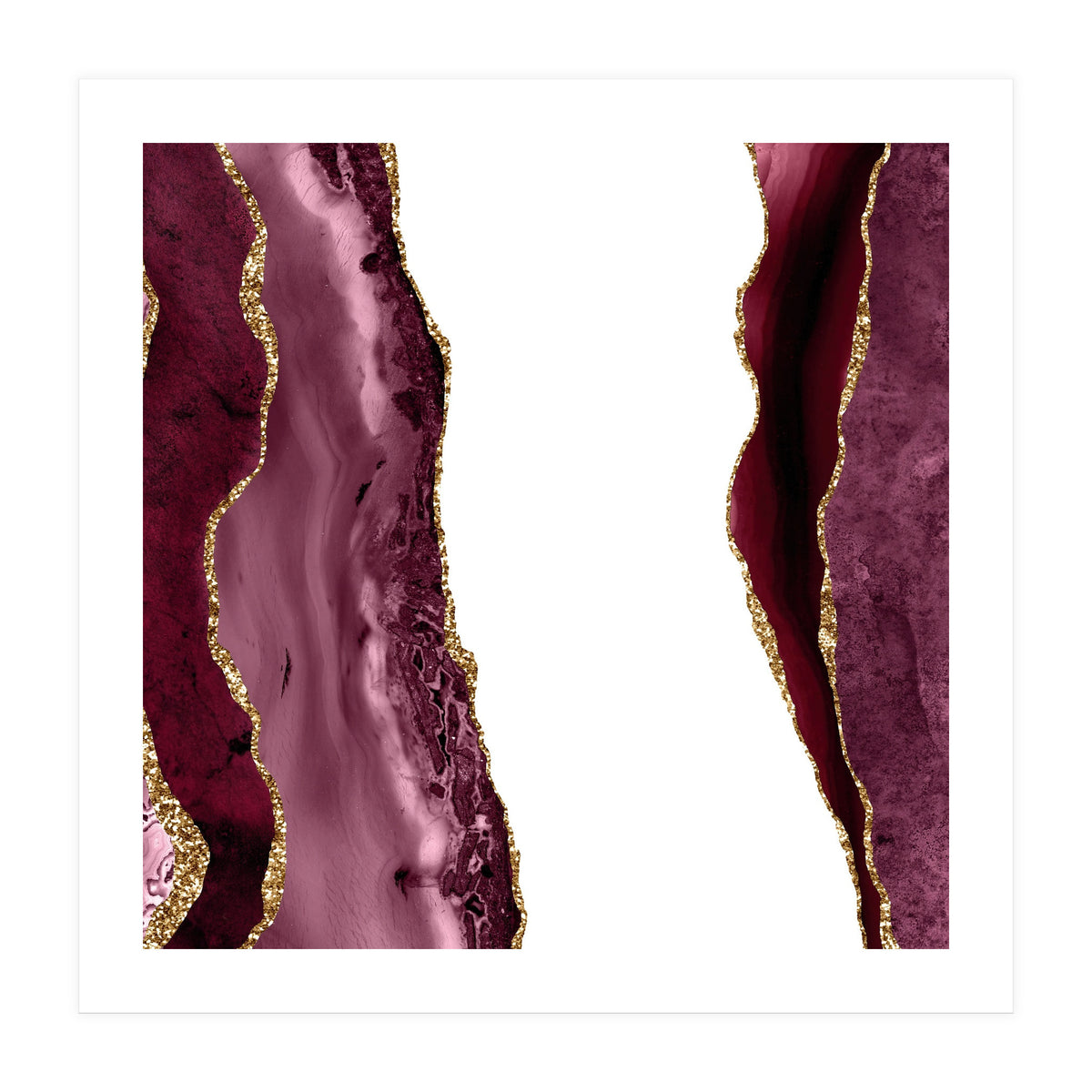 Burgundy & Gold Agate Texture 20 (Print Only)