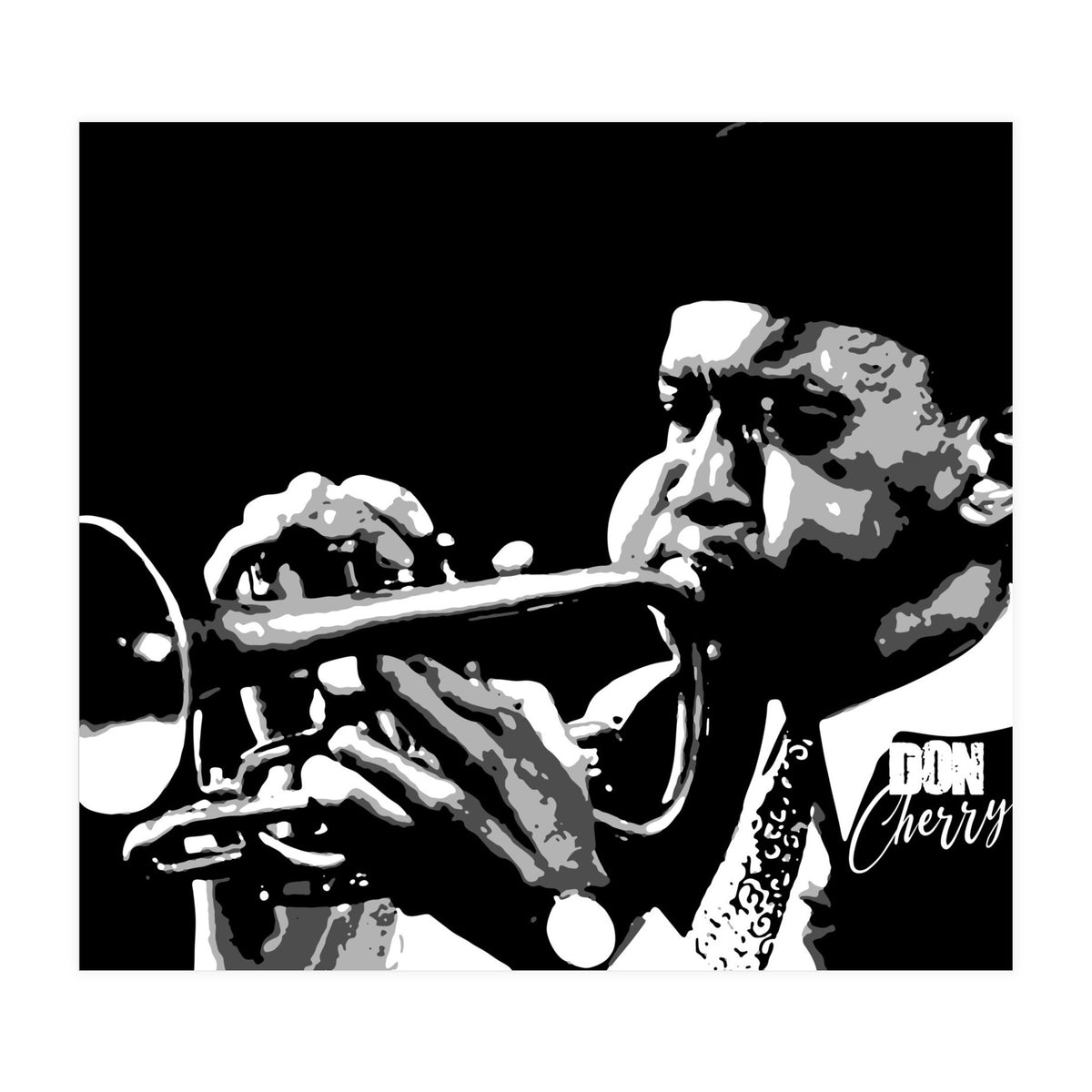 Don Cherry American Jazz Trumpeter in Grayscale (Print Only)