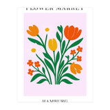 Hamburg Flower Market - Vibrant Modern Folk Art Print (Print Only) thumbnail