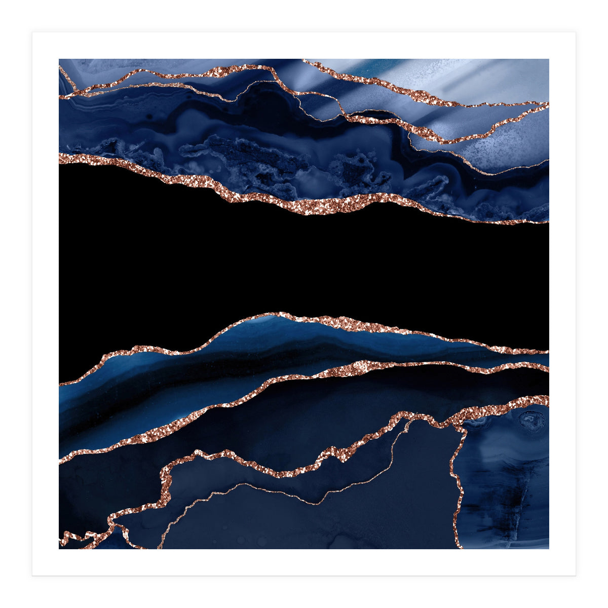 Navy & Rose Gold Agate Texture 11  (Print Only)