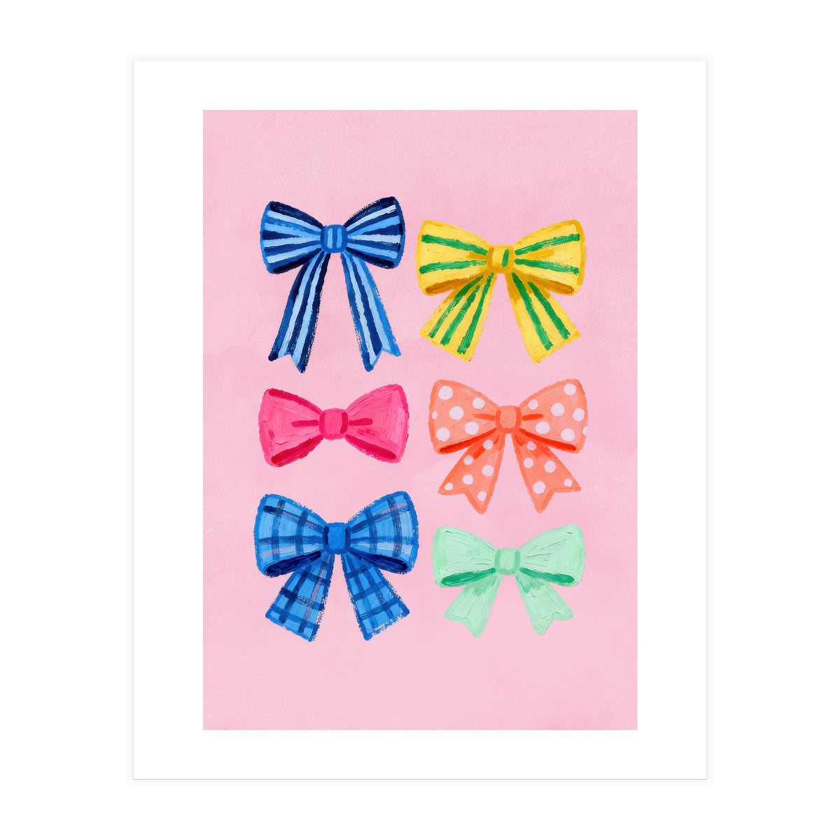 Colorful Ribbon Bows ties Illustration (Print Only)