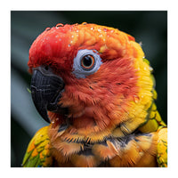 Sun Conure Parrot Bird With Water Droplets (Print Only)