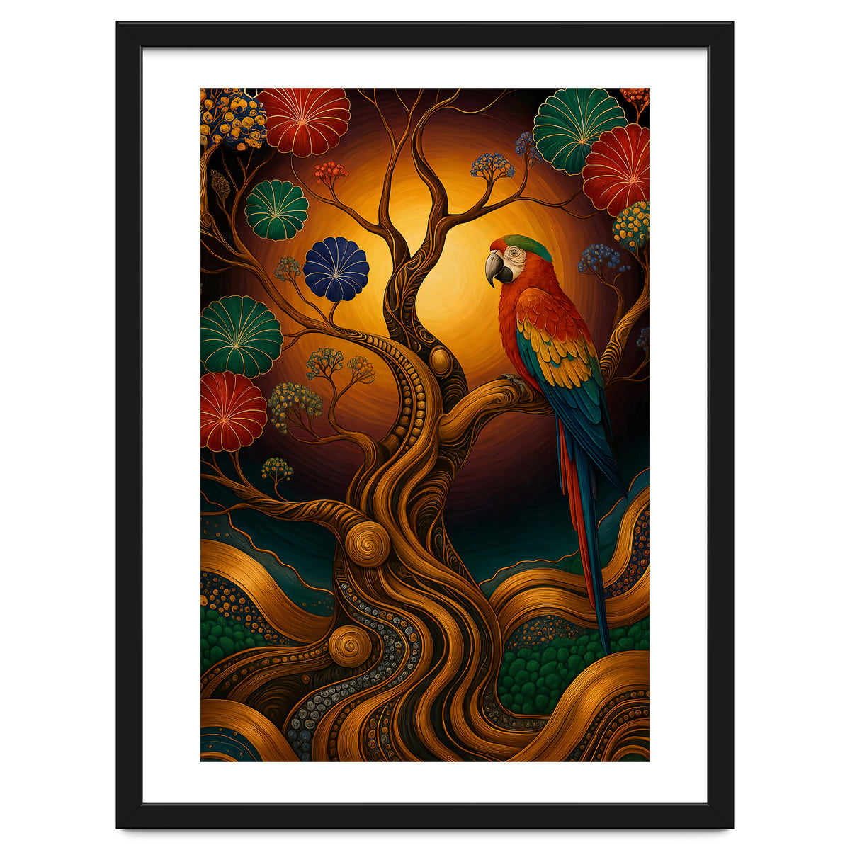 Parrot in Retro Contemporary Aesthetics