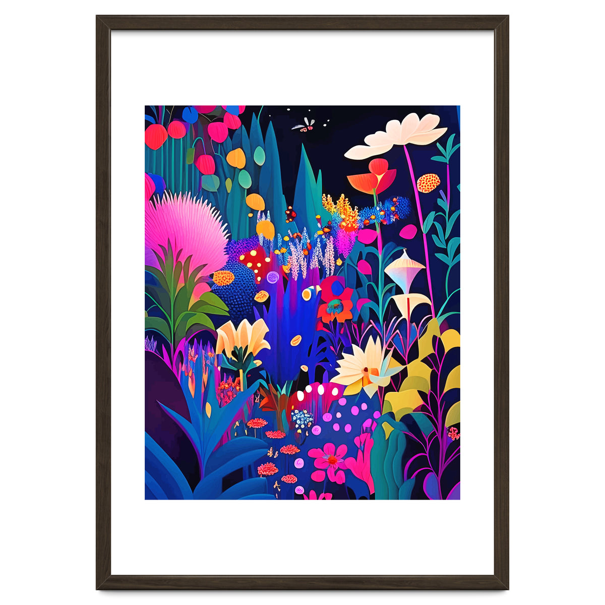 Surreal Emotions, Abstract Colorful Bold Botanical Nature Garden, Eclectic Boho Bohemian Modern Contemporary Graphic Design Painting