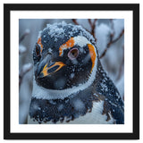 Penguin In Snow Falling Close Up Portrait thumbnail