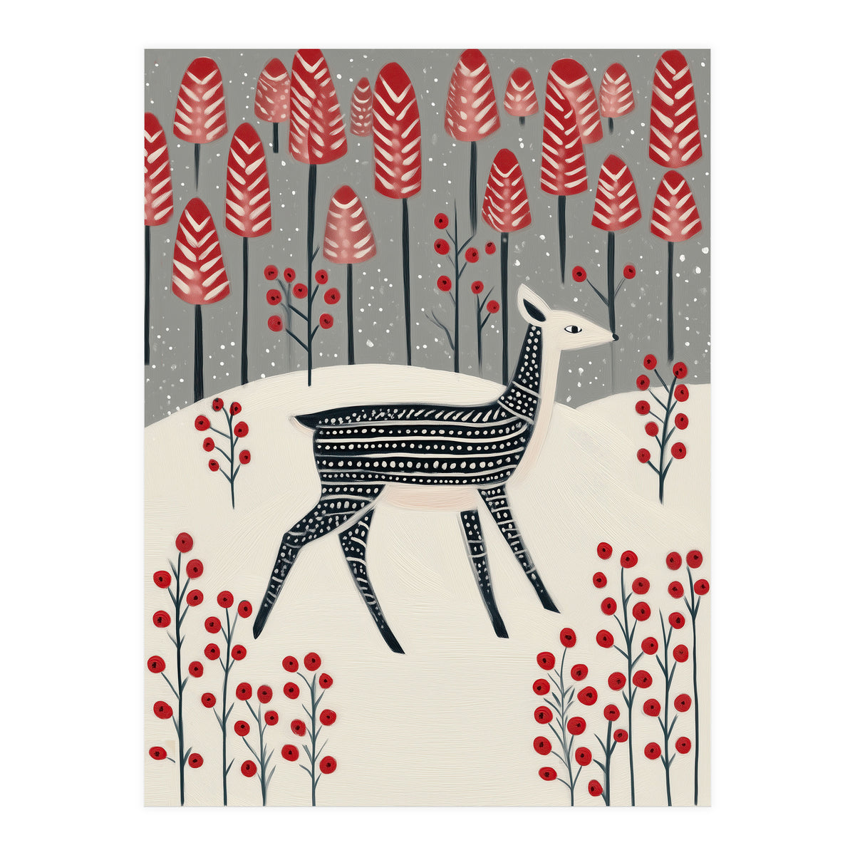 Fawn in a Winter Landscape (Print Only)