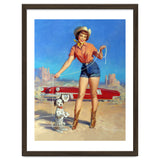 Pinup Cowgirl Showing A New Dog Trick thumbnail