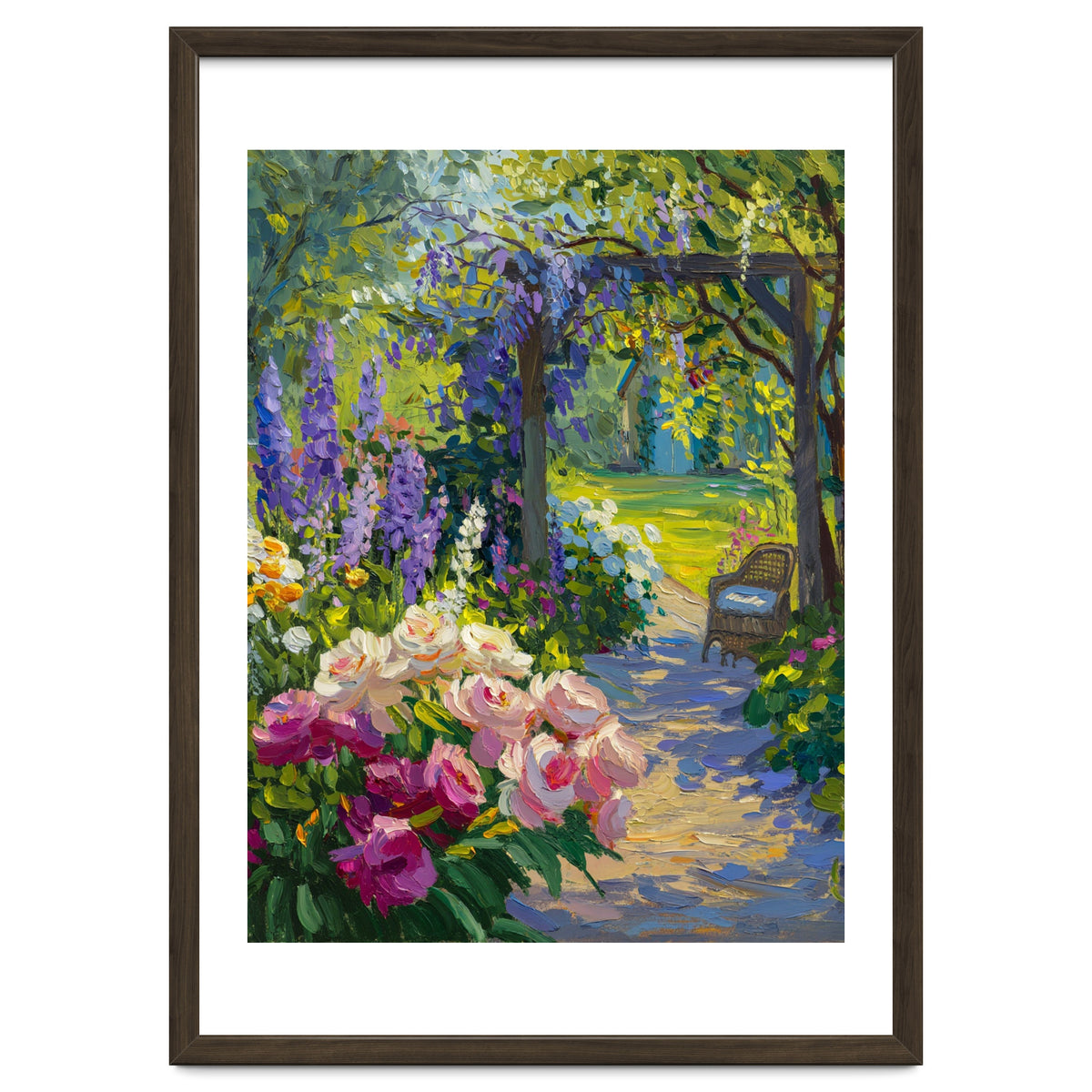Serene Summer Garden Path Oil Painting