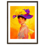 Audrey Hepburn Pop Art, Vibrant Floral Hat Portrait, Iconic Movie Star Illustration thumbnail