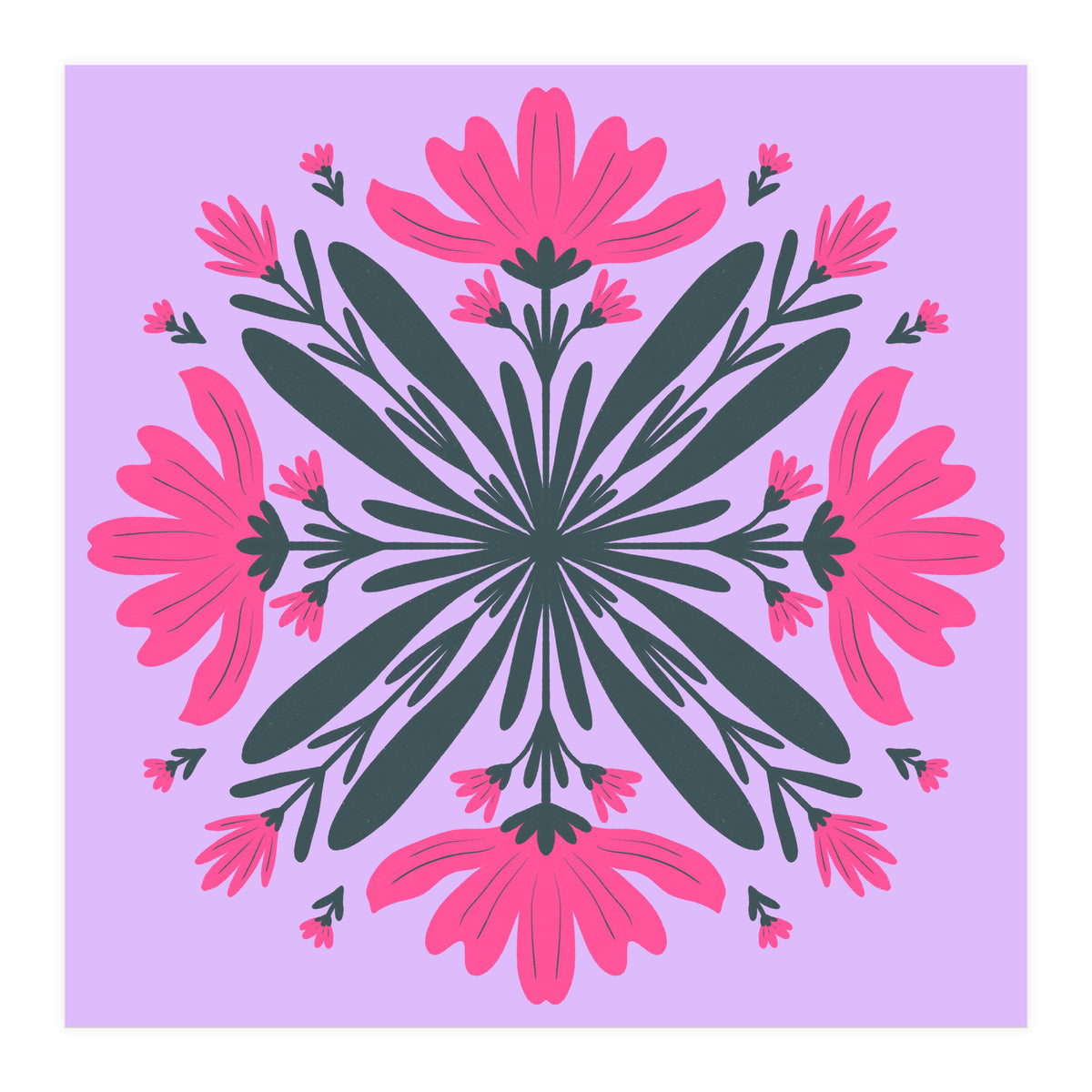 Magenta mandala flowers (Print Only)